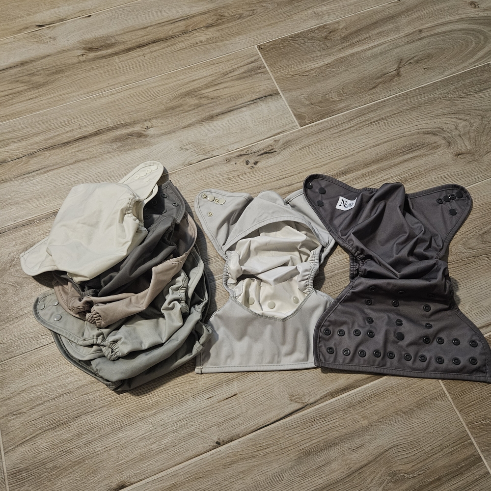 Nora's Nursery Lot of 7 Neutral Cloth Diaper Covers - Various Shades Of Green